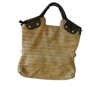 The Sak Women Crochet Fold Over Handbag Tan Boho W/Fobb READ